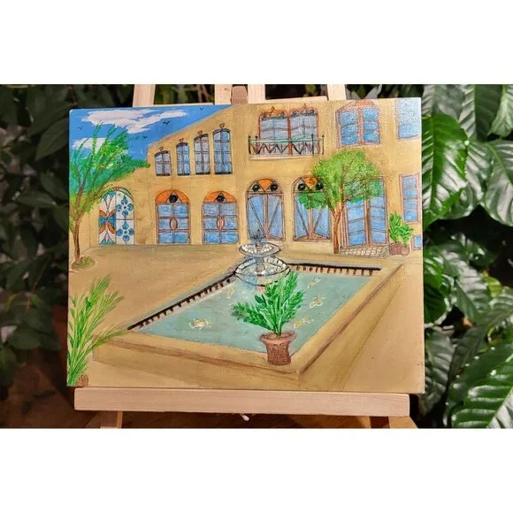 OLD Aleppo House Painting On Canvas & Signed By "CANNOOVA" - Picture 1 of 1